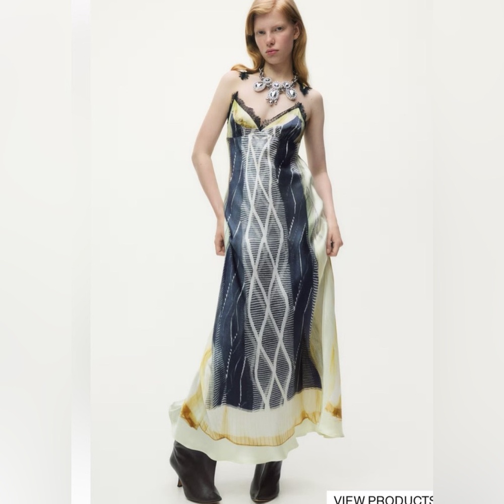H&M Glenn Martens Printed Satin Dress